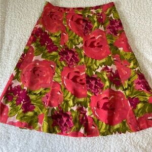 Colorful floral Talbots skirt, pink & green, size 8